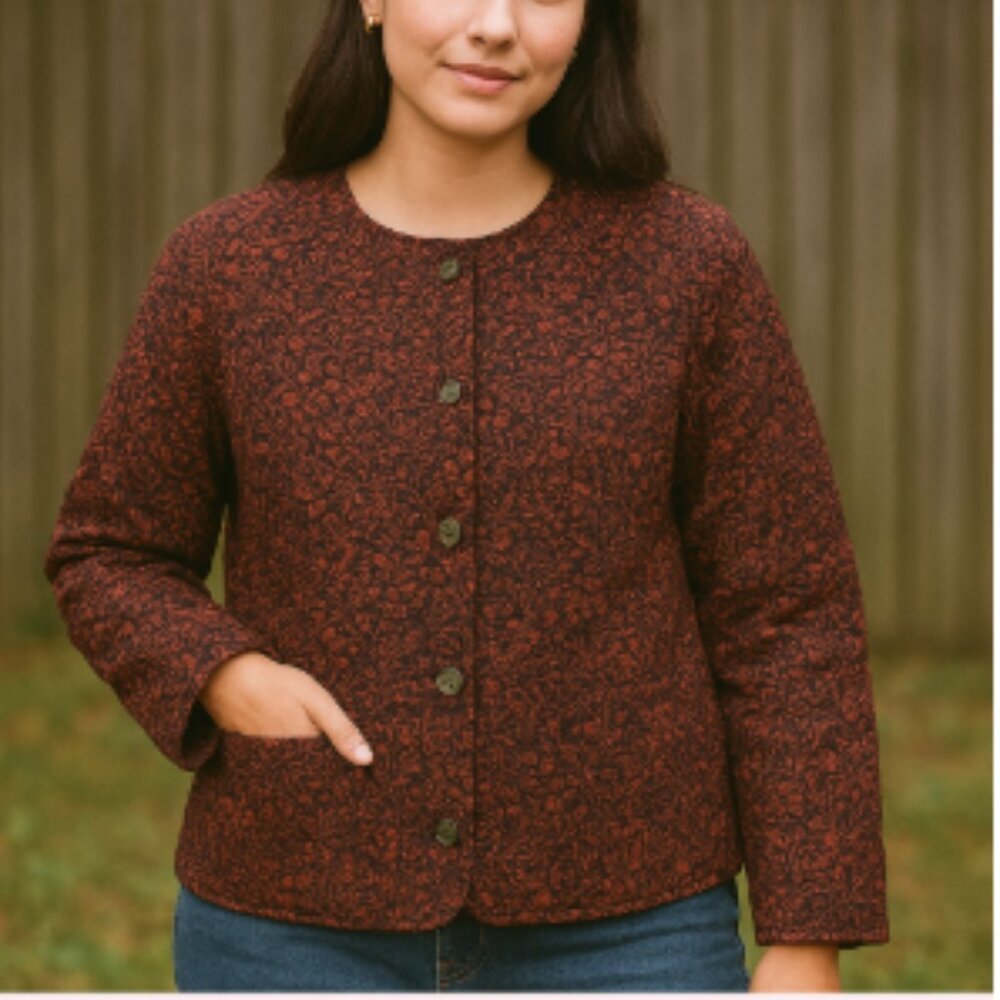 Croft & Barrow Women's Quilted Floral Jacket - Size XL, Dark Floral Print